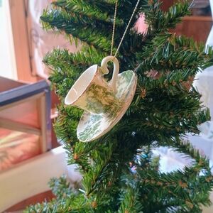 Elegant Green Teacup Ornament